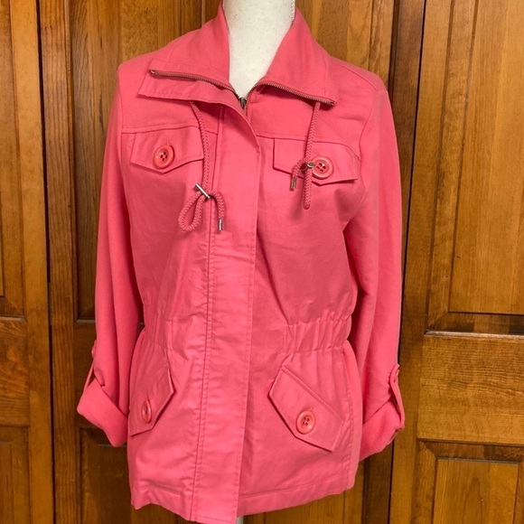 Jones New York Signature Pink Full Front Zipper Jacket Size M - Picture 1 of 14